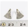 Image 1 : 955-112 SILVER EARRINGS CRYSTAL TRIANGLE SHAPE