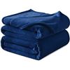 Image 1 : Lot of 1 Fleece Super Soft Plush Blanket - King Size - Blue Colour