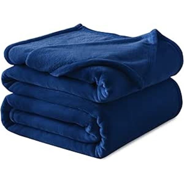 Lot of 1 Fleece Super Soft Plush Blanket - King Size - Blue Colour