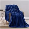 Image 1 : Lot of 1 Fleece Super Soft Plush Blanket - King Size - Blue Colour
