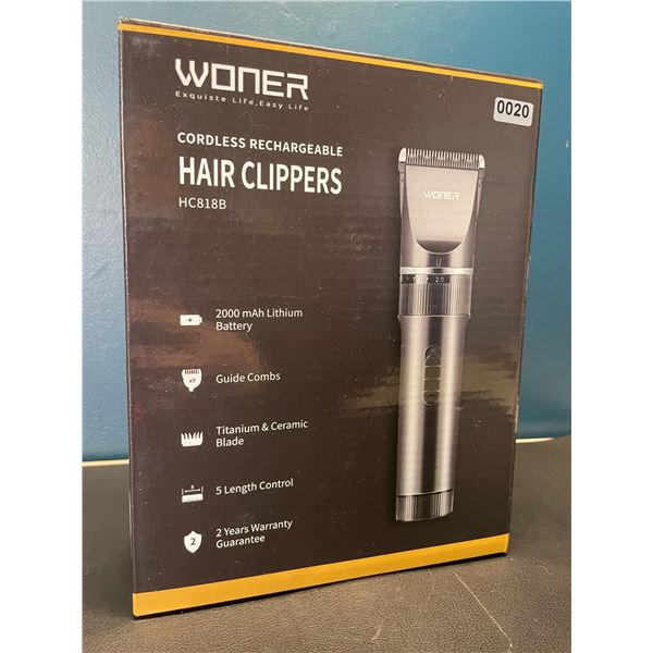 Lot of 1 Woner Cordless Rechargeable Hair Clipper Kit - Brand New!