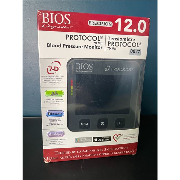 Lot of 1 Bios Diagnostics Protocol 7D Blood Pressure Monitor w/ Bluetooth/Smart App