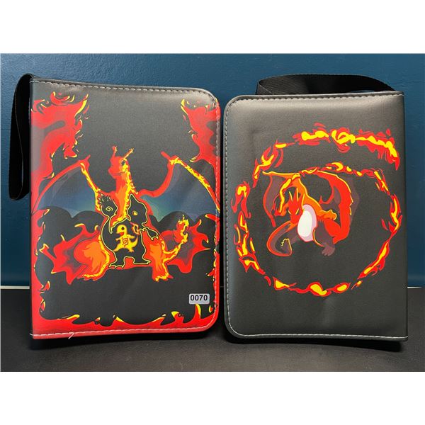 Lot of 2 Leather Pokemon Premium Card Binders - Charizard Design - Holds 400 Cards Each