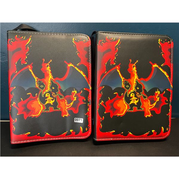 Lot of 2 Leather Pokemon Premium Card Binders - Charizard Design - Holds 400 Cards Each