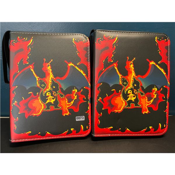 Lot of 2 Leather Pokemon Premium Card Binders - Charizard Design - Holds 400 Cards Each