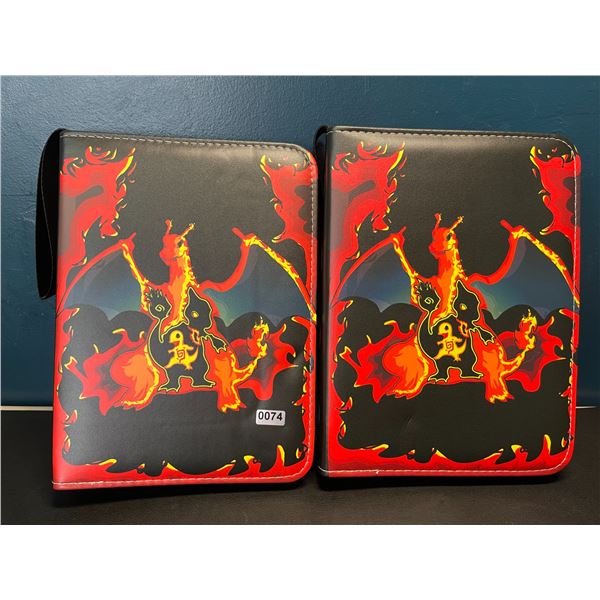 Lot of 2 Leather Pokemon Premium Card Binders - Charizard Design - Holds 400 Cards Each