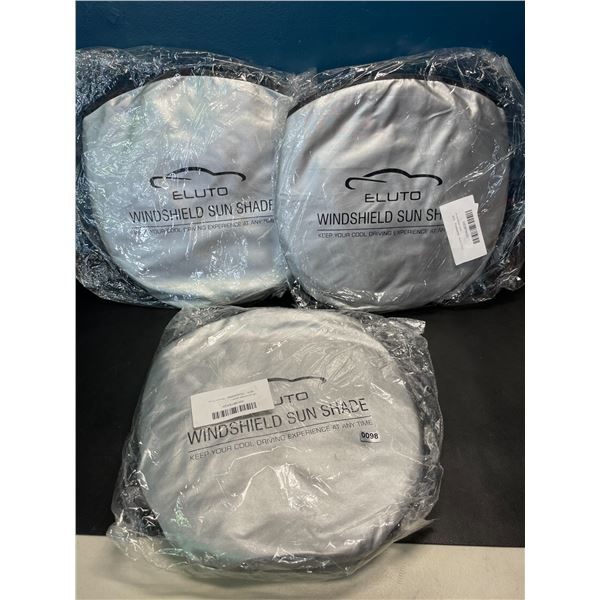 Lot of 3 Eluto Windshield Sun Shades for Vehicles