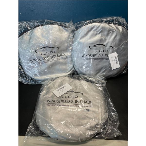 Lot of 3 Eluto Windshield Sun Shades for Vehicles