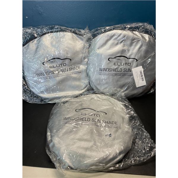 Lot of 3 Eluto Windshield Sun Shades for Vehicles