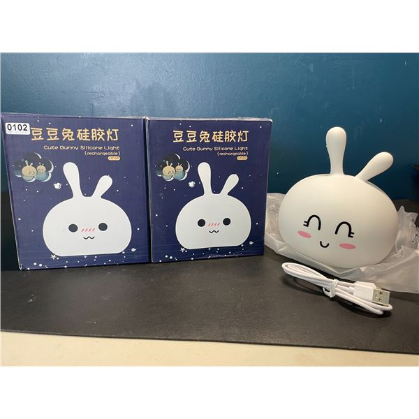 Lot of 2 Cute Bunny Silicone Night Lights