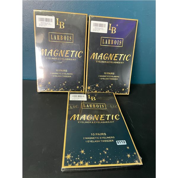 Lot of 3 Multi-Packs of Larbois Magnetic Eyelashes Kits w/ Eyeliner - 10 Pairs Per Box!