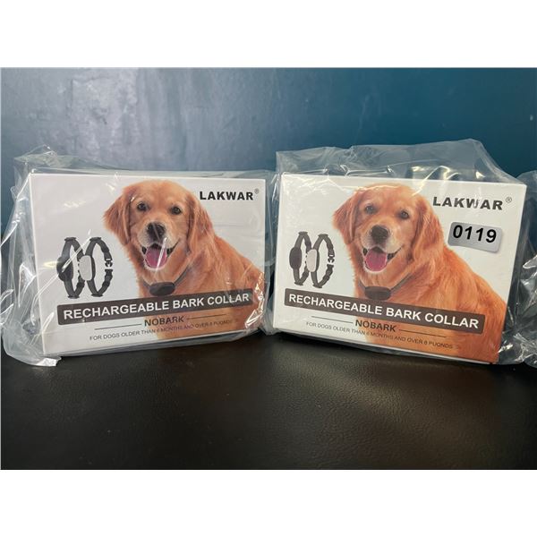Lot of 2 Lakwar Automatic Smart Rechargeable No-Bark Dog Collars - For Small, Med & Large Dogs