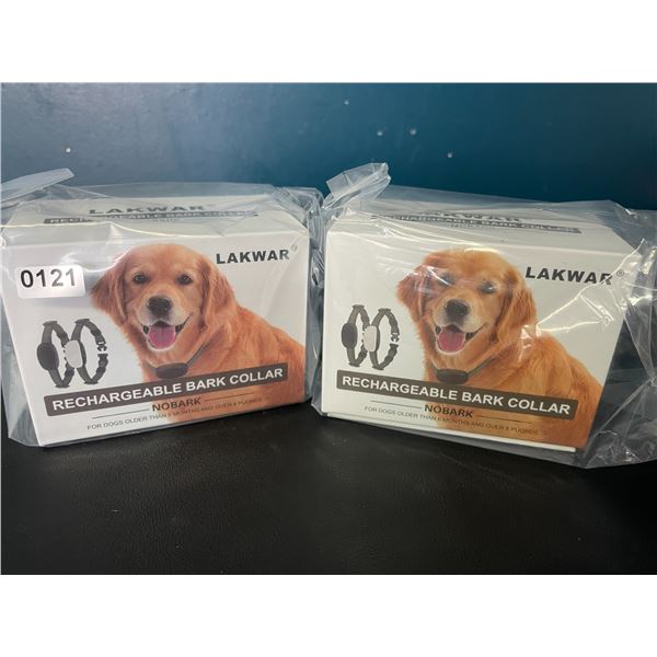 Lot of 2 Lakwar Automatic Smart Rechargeable No-Bark Dog Collars - For Small, Med & Large Dogs