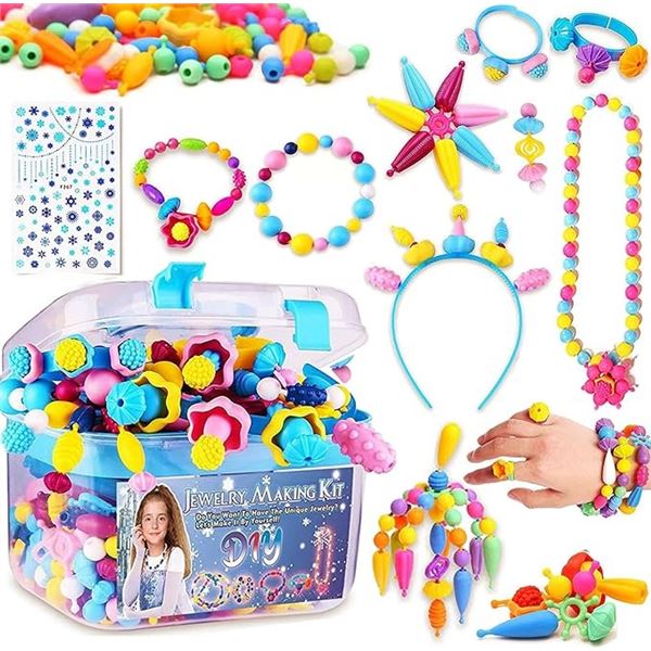 Lot of 3 Jewelry Making Kits - Snap Bead Jewelry Making Kits for Kids - 500+ PCS per kit