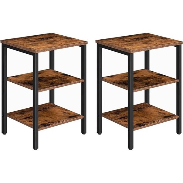 Lot of Hoobro End Tables/Night Tables - Rustic Brown - 2 Included In Box! Brand New Sealed!
