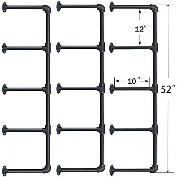 Lot of 1 Box of Industrial Rustic/Retro Iron Pipe Wall Shelves - Set of 3