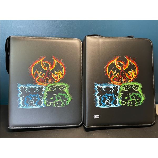 Lot of 2 Leather Pokemon Premium Card Binders - Holds 900 Cards per Binder (Large Size Binders)