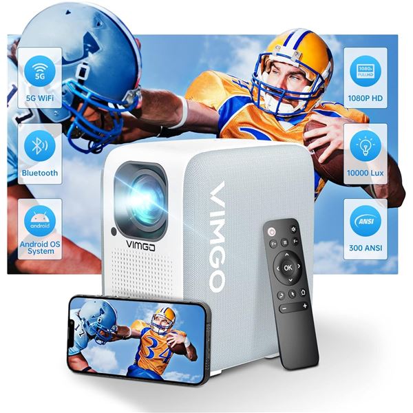 Lot of 1 Vimgo P10 Smart Mini Projector - 40/120" Display 4K Support WiFi