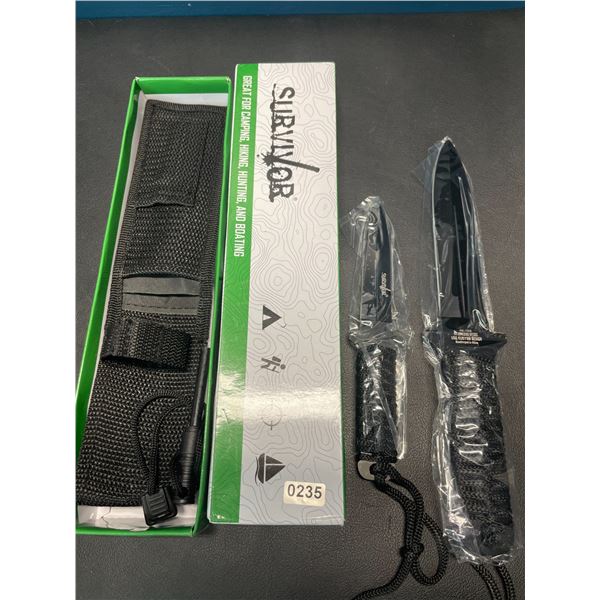Lot of 1 Survival Knife Set - Brand New (Large & Small Knife Included) - For Hunting, Camping, etc.