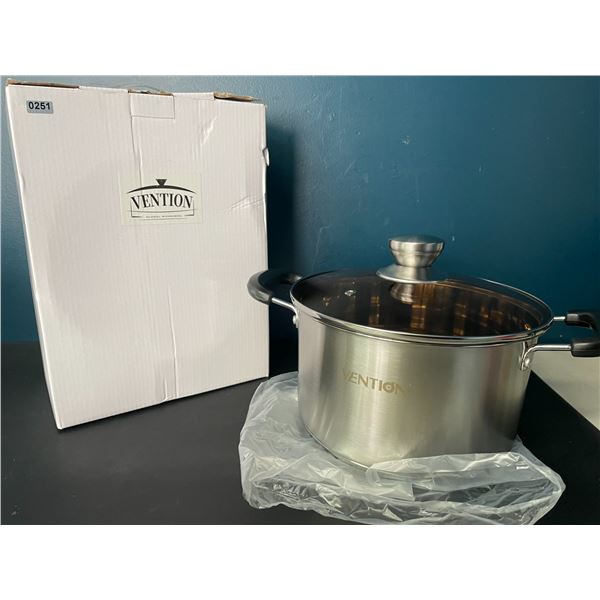 Lot of 1 Vention Stainless Steel Cooking Pot w/ Glass Lid - Brand New!