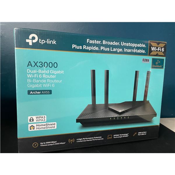 Lot of 1 Tp-Link Archer AX55 AX3000 Dual-Band Gigabit Wi-Fi 6 Router - BRAND NEW SEALED!