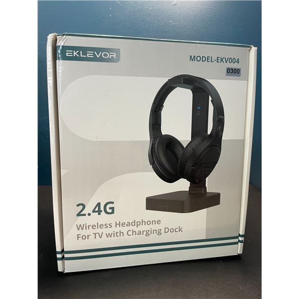 Lot of 1 Eklevor EKV004 2.4G Wireless Headphone for TV with Charging Dock - Brand New Sealed!