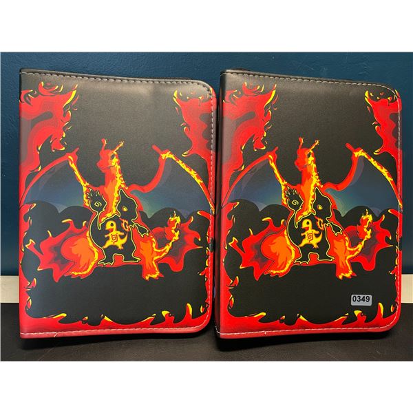 Lot of 2 Leather Pokemon Premium Card Binders - Charizard Design - Holds 400 Cards Each