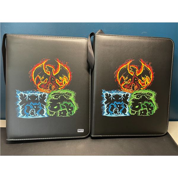 Lot of 2 Leather Pokemon Premium Card Binders - Holds 900 Cards per Binder (Large Size Binders)
