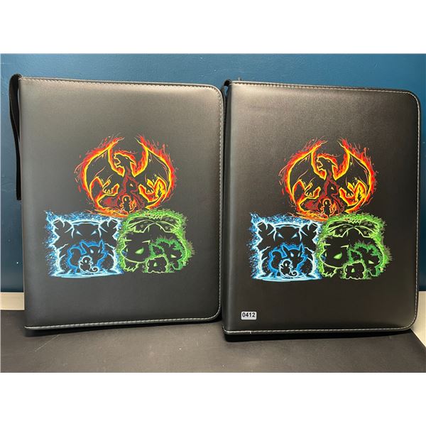 Lot of 2 Leather Pokemon Premium Card Binders - Holds 900 Cards per Binder (Large Size Binders)