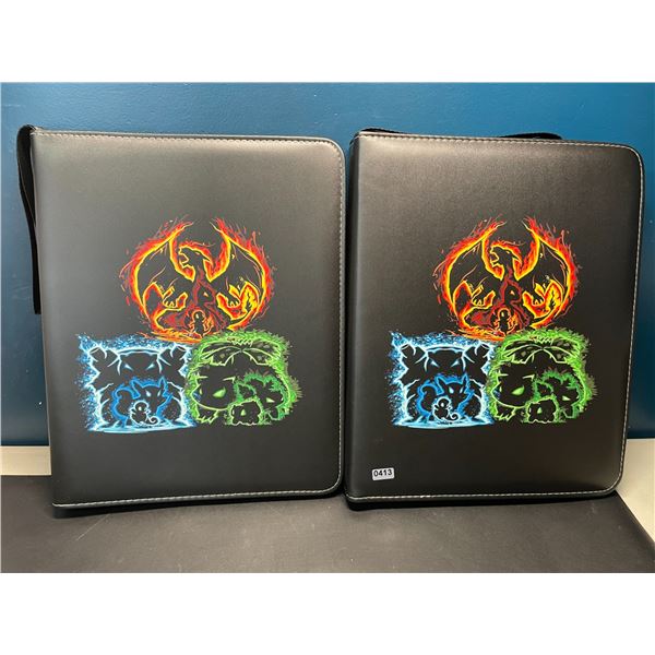 Lot of 2 Leather Pokemon Premium Card Binders - Holds 900 Cards per Binder (Large Size Binders)