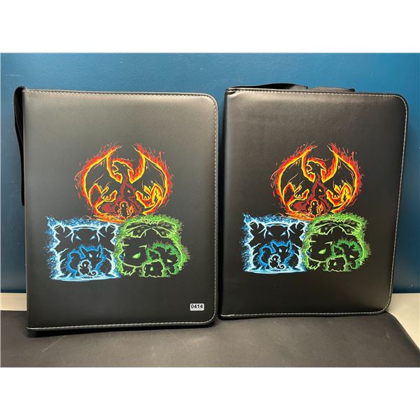 Lot of 2 Leather Pokemon Premium Card Binders - Holds 900 Cards per Binder (Large Size Binders)