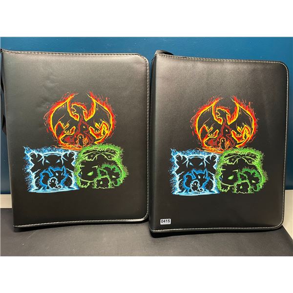 Lot of 2 Leather Pokemon Premium Card Binders - Holds 900 Cards per Binder (Large Size Binders)