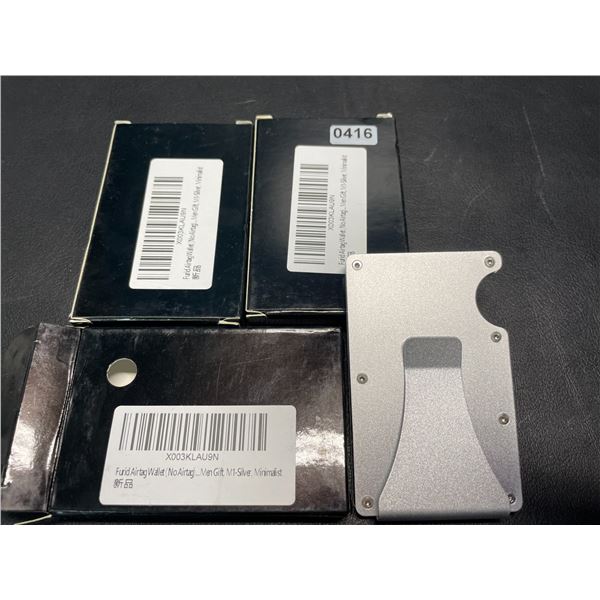 Lot of 3 Mens Minimalist-Style Wallets - Silver