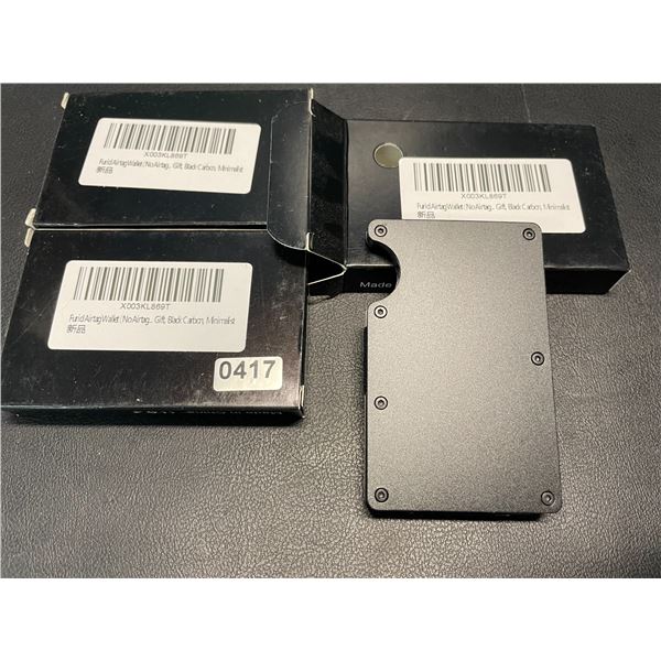 Lot of 3 Mens Minimalist-Style Wallets - Black Carbon