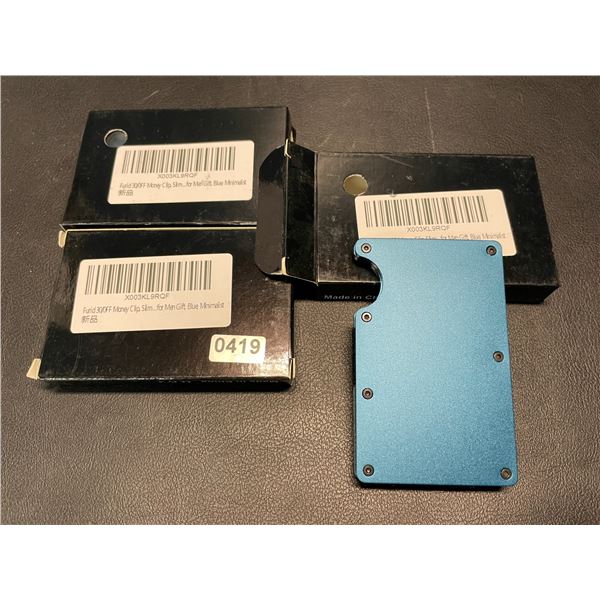 Lot of 3 Mens Minimalist-Style Wallets - Blue