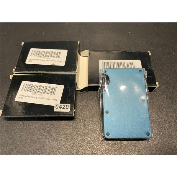 Lot of 3 Mens Minimalist-Style Wallets - Blue