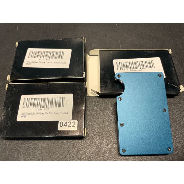 Lot of 3 Mens Minimalist-Style Wallets - Blue