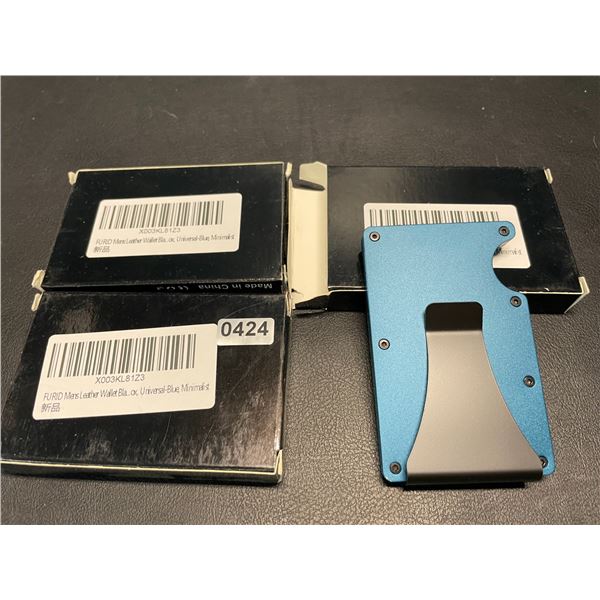 Lot of 3 Mens Minimalist-Style Wallets - Blue