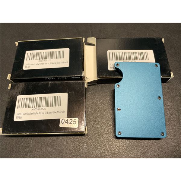 Lot of 3 Mens Minimalist-Style Wallets - Blue