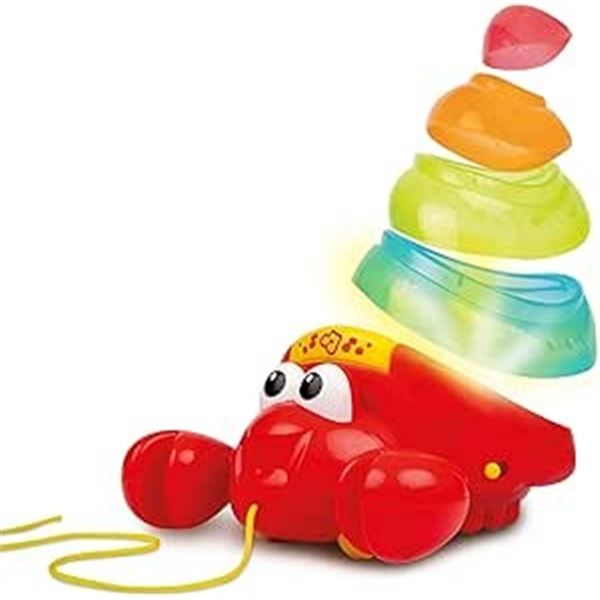 Lot of 1 Pull Along Crab Stacker Light-Up/Singing Toy for Infants 12m+