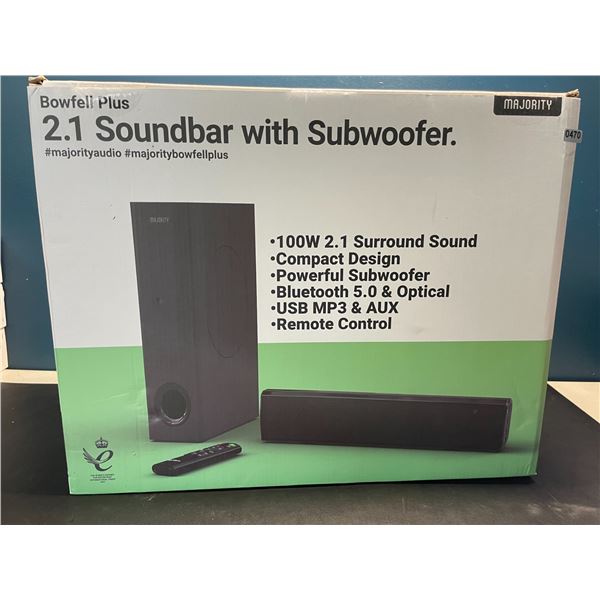 Lot of 1 Bowfell Plus 100W 2.1 Surround Sound BT Soundbar with Subwoofer - BRAND NEW SEALED!