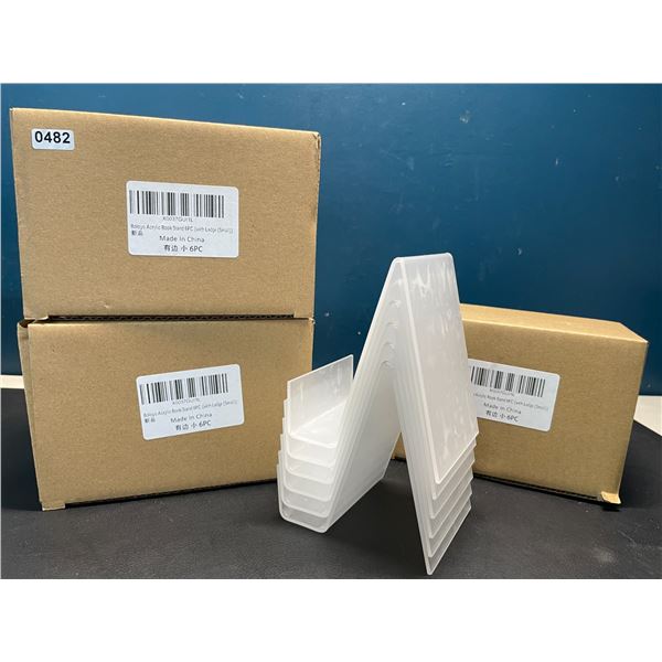 Lot of 3 Multi-Packs of Acrylic Book Stands - 6PCS per box/18 Total
