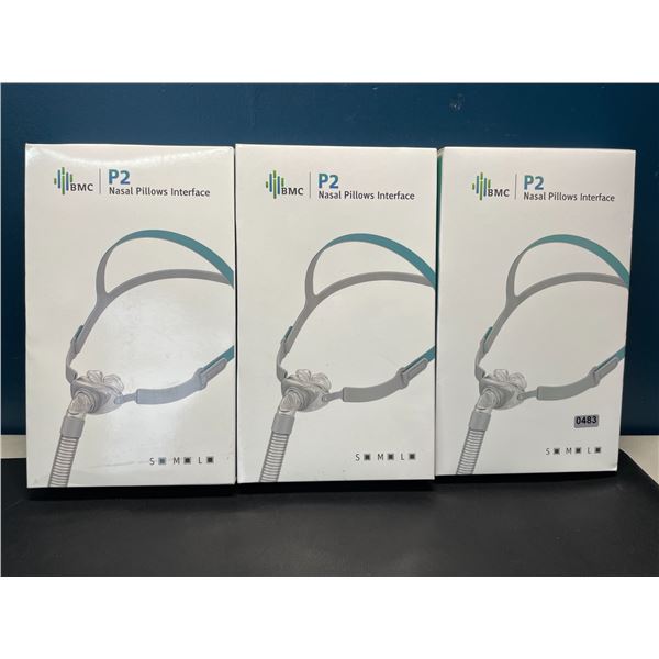 Lot of 3 P2 Nasal Pillow Interface Silicone Masks for CPAP/Sleep Apnea Machines