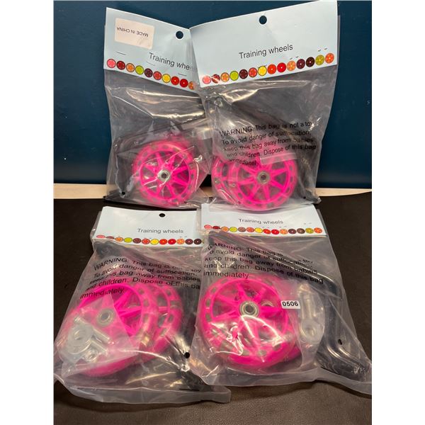 Lot of 4 Sets of Bicycle Training Wheels for Kids - Pink - 2PCS per pack