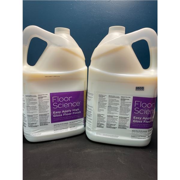 Lot of 2 Jugs of Floor Science Easy Apply High Gloss Floor Finish - 1 Gal Per Jug