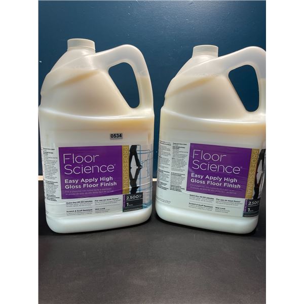 Lot of 2 Jugs of Floor Science Easy Apply High Gloss Floor Finish - 1 Gal Per Jug