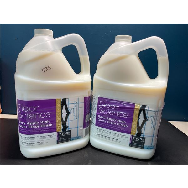 Lot of 2 Jugs of Floor Science Easy Apply High Gloss Floor Finish - 1 Gal Per Jug