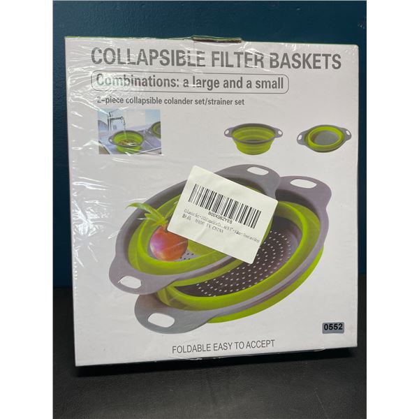 Lot of 1 Collapsible Kitchen Strainer Basket Set - Large and Small Strainer Included