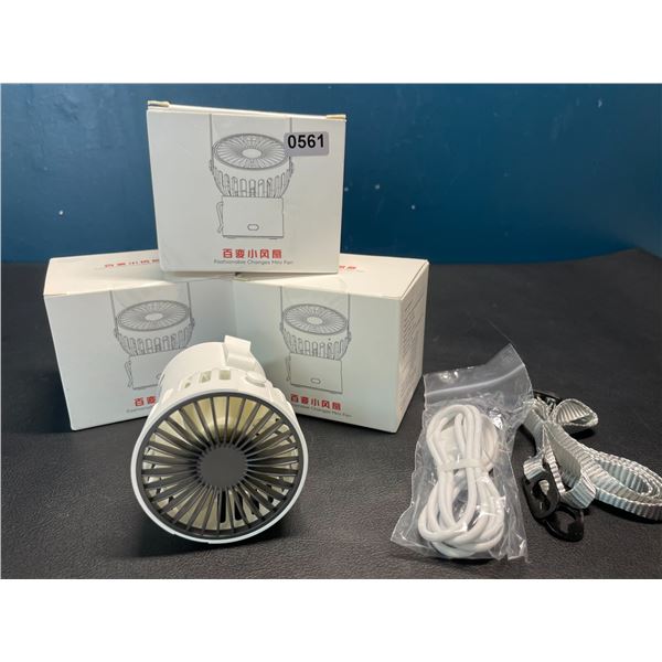 Lot of 3 Foldable Rechargeable Mini Fans