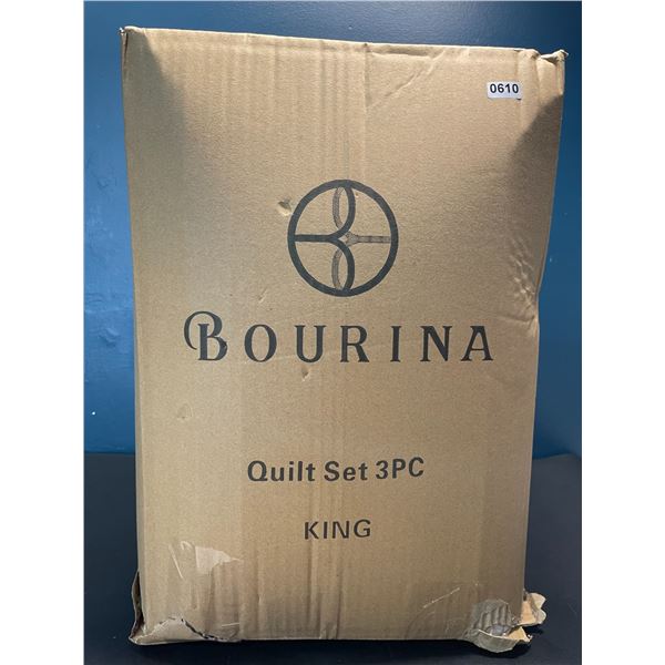 Lot of 1 Bourina King Size Reversible Quilt/Bedding Set - 3PCS - Beige